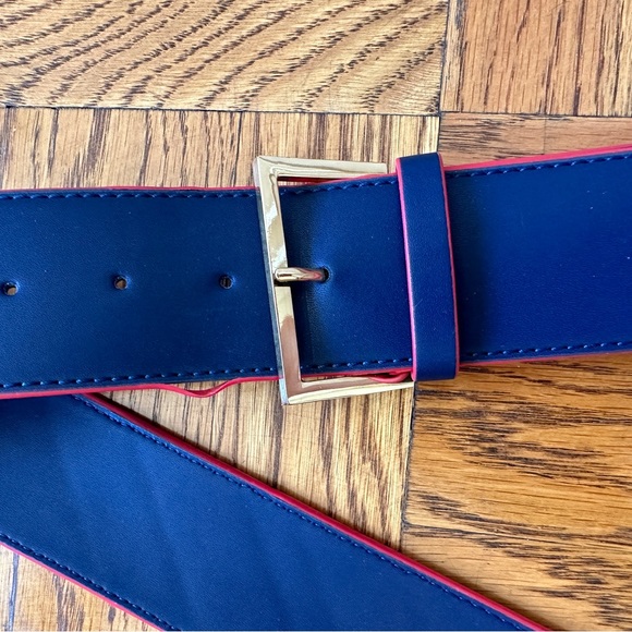 Vegan Leather Metallic Sans Beast Red White and Blue Strap - Picture 2 of 3